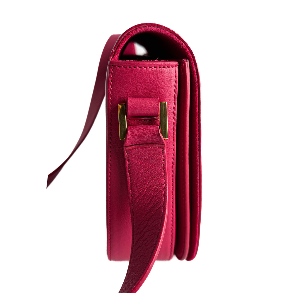 Saint Laurent Chyc Leather Flap Crossbody Pink