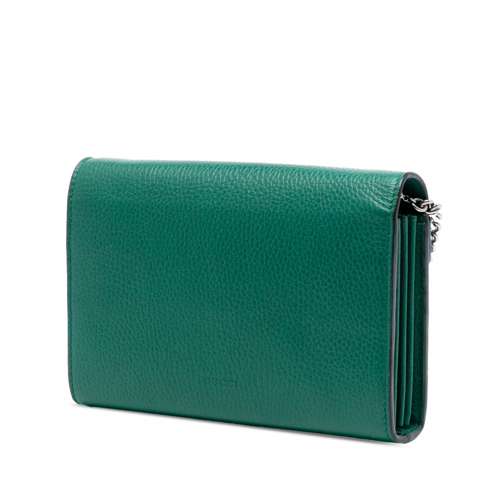 Gucci Dionysus Mini Leather Wallet on Chain Handbag Green