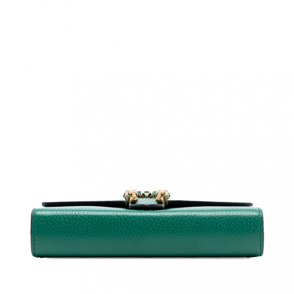 Gucci Dionysus Mini Leather Wallet on Chain Handbag Green