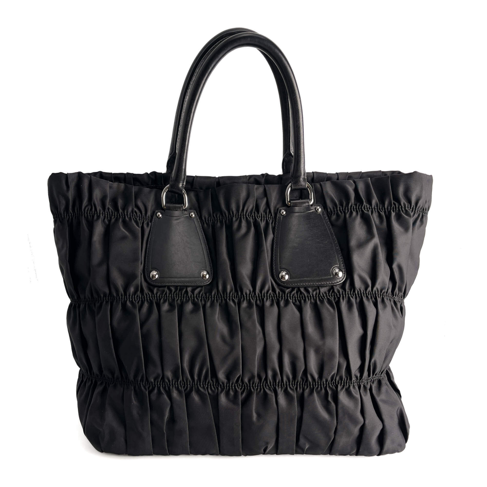Prada Gaufre Econyl Nylon Tote Handbag Black
