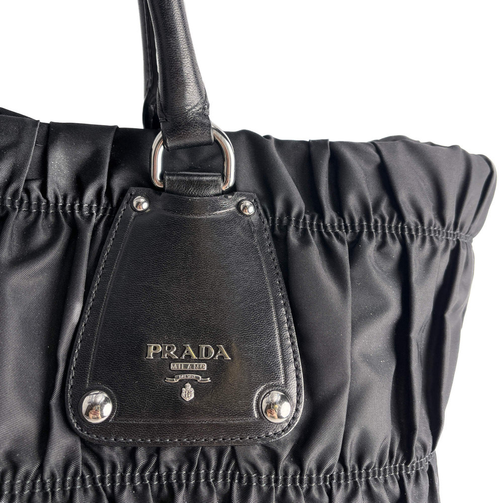 Prada Gaufre Econyl Nylon Tote Handbag Black