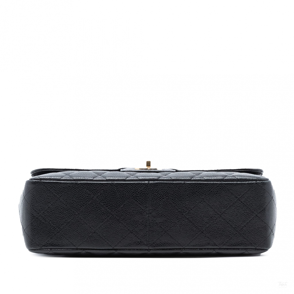 Chanel Classic Single Flap Jumbo Caviar Leather Matelassè Handbag Black