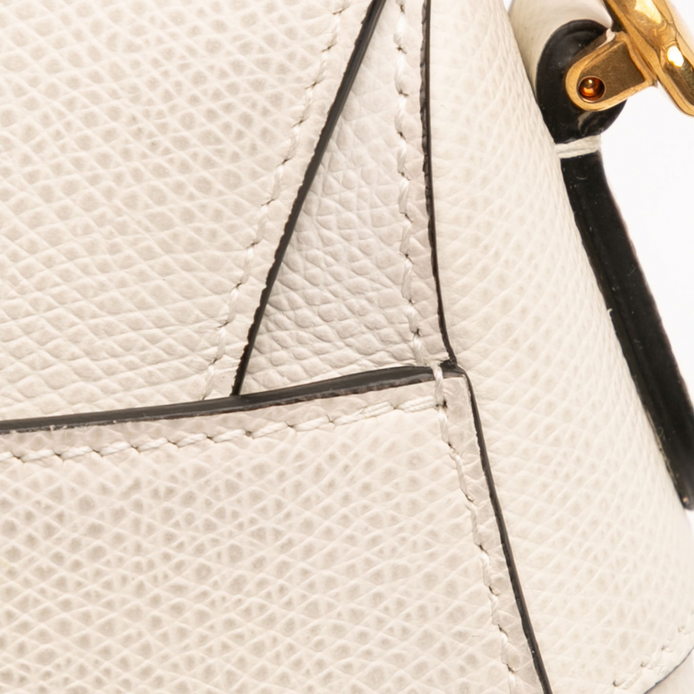 Christian Dior Saddle Grained Calfskin Leather No Strap Handbag White