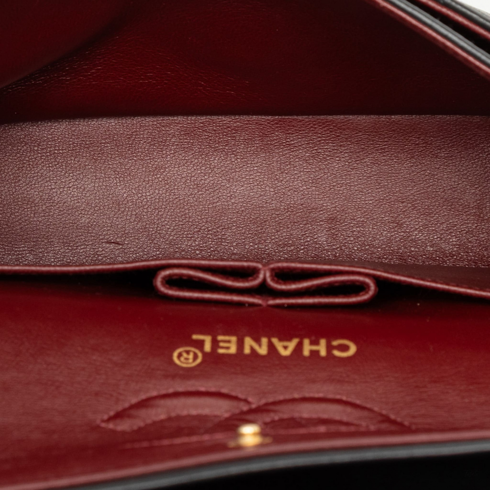 Chanel Classic Double Flap Small Lambskin Leather Matelassè Shoulder Bag Black