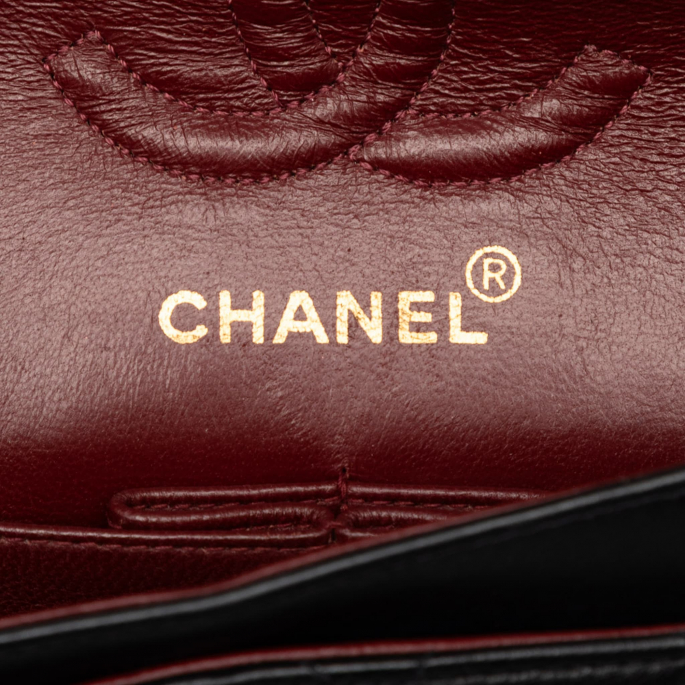 Chanel Classic Double Flap Small Lambskin Leather Matelassè Shoulder Bag Black