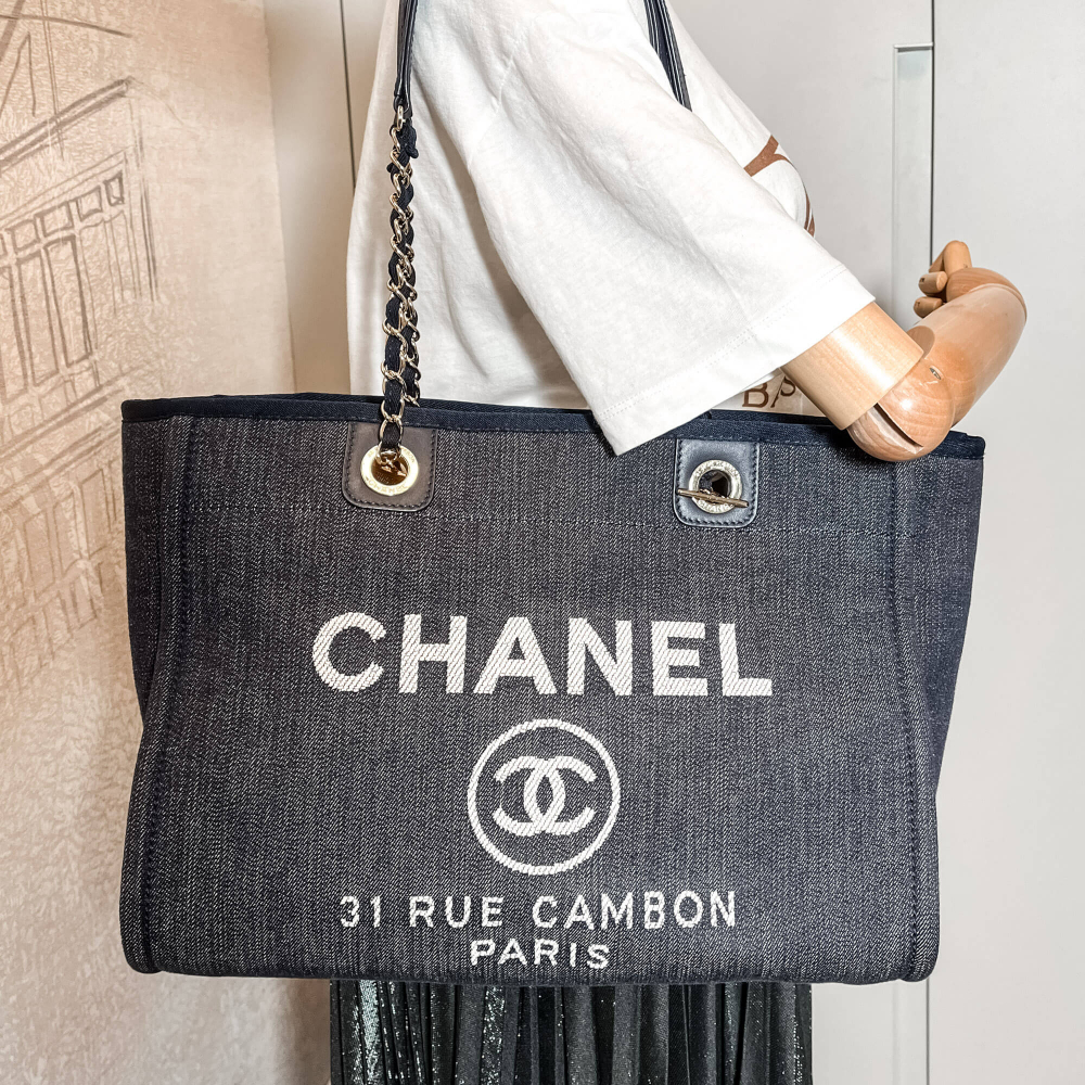 Chanel Deauville Small Denim Tote Bag Blue