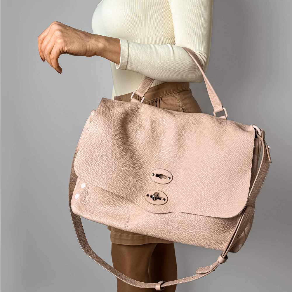 Zanellato Postina Medium Leather 2-Ways Messenger Shoulder Bag Pink