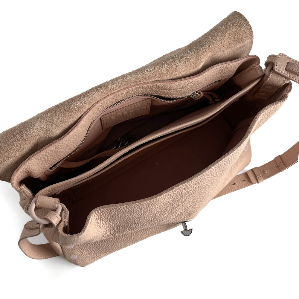 Zanellato Postina Medium Leather 2-Ways Messenger Shoulder Bag Pink