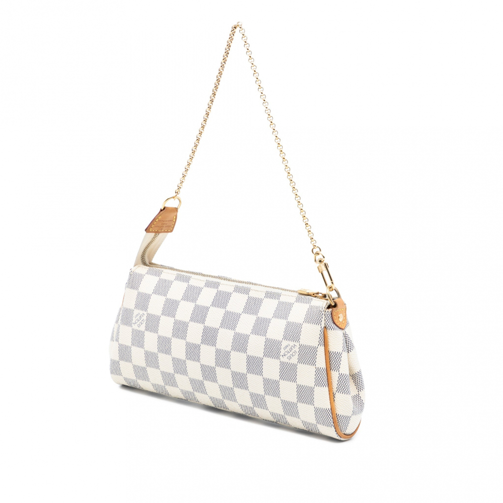 Louis Vuitton Eva Canvas Pouch Clutch Damier Azur