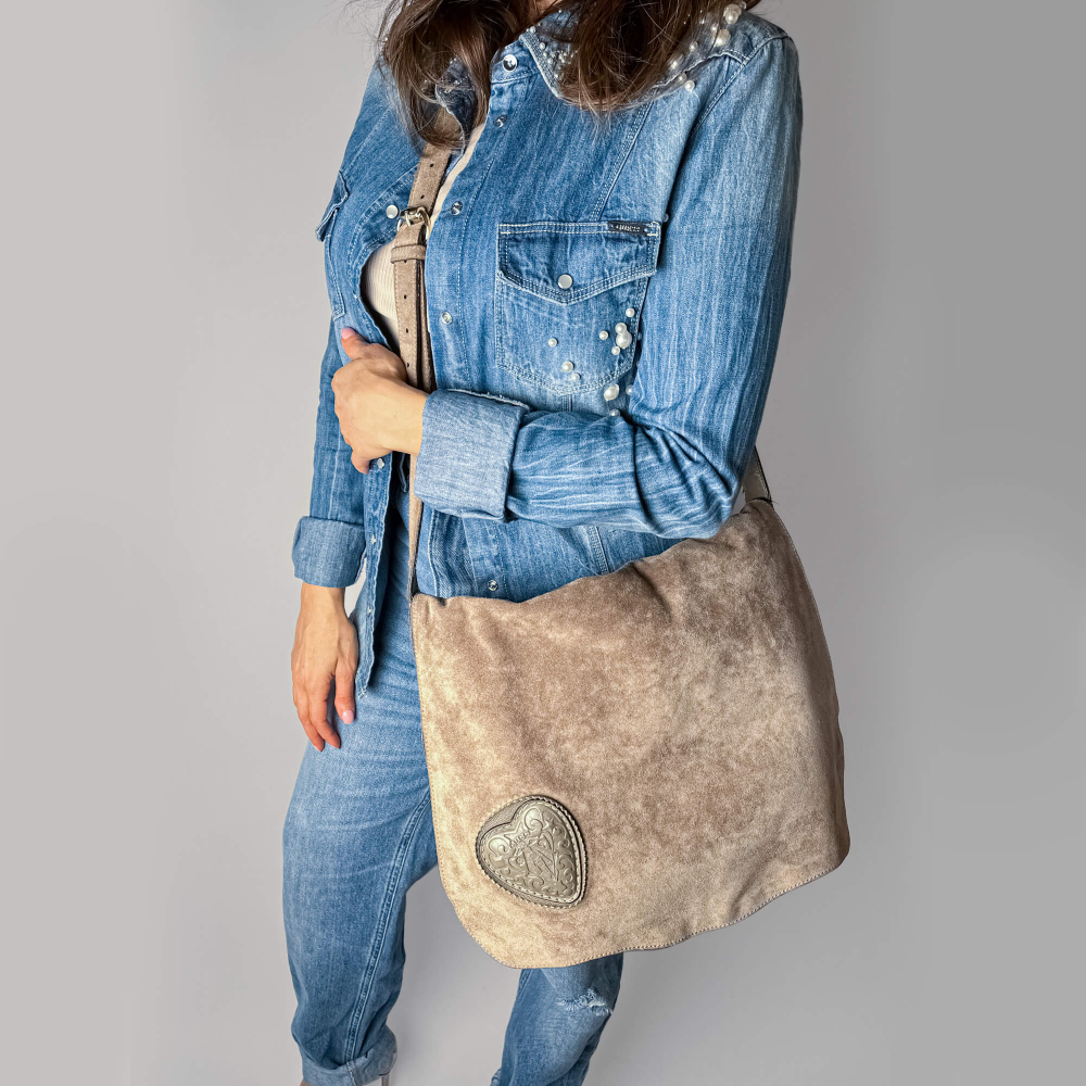 Gucci Tribeca Suede Messenger Shoulder Bag Beige