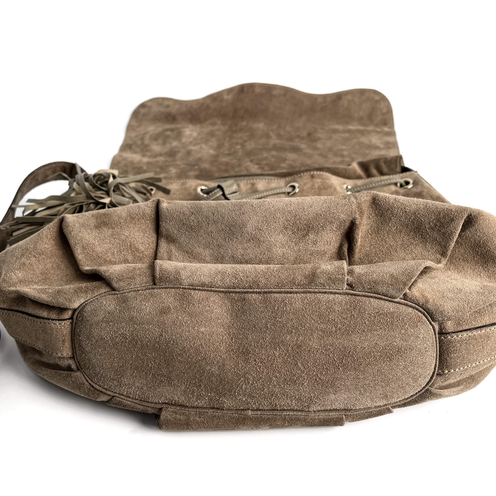 Gucci Tribeca Suede Messenger Shoulder Bag Beige