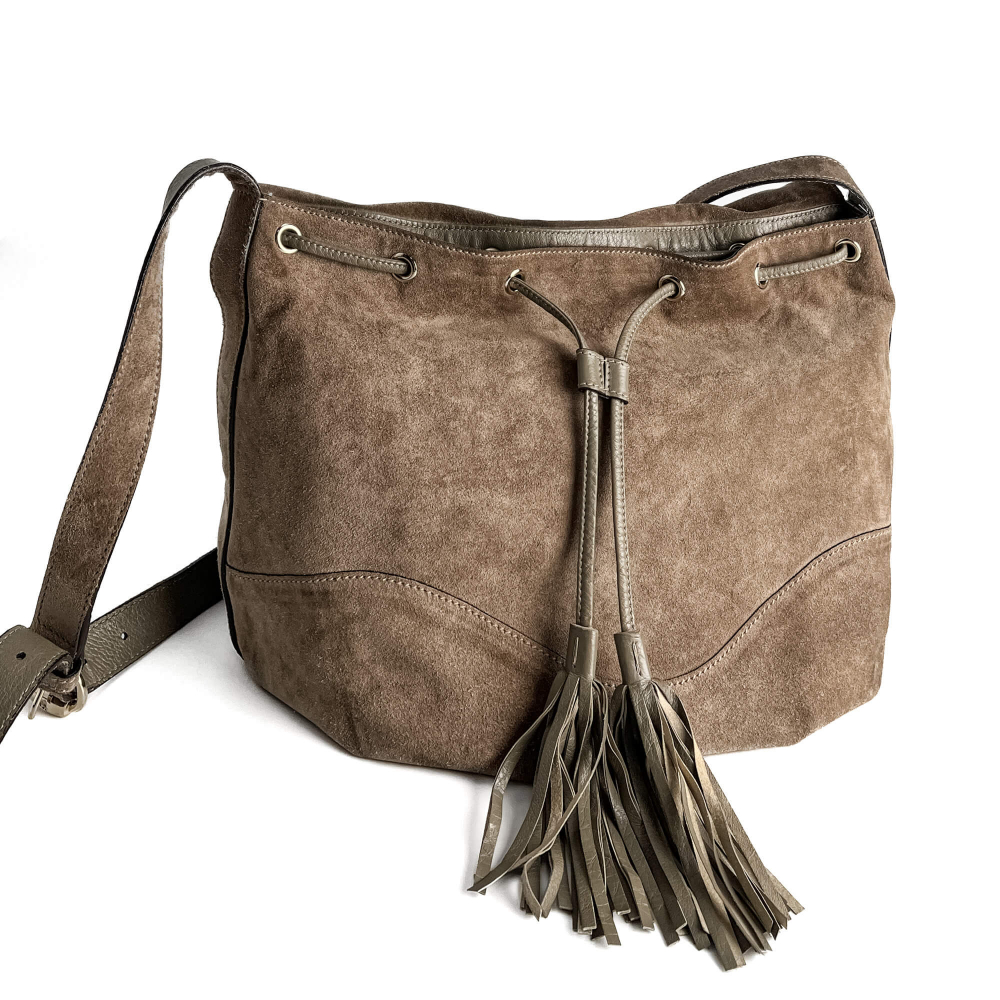 Gucci Tribeca Suede Messenger Shoulder Bag Beige
