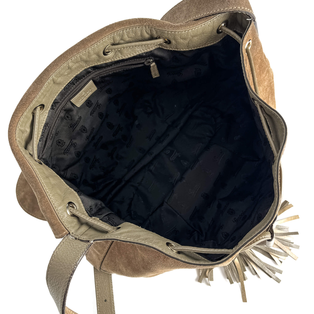 Gucci Tribeca Suede Messenger Shoulder Bag Beige