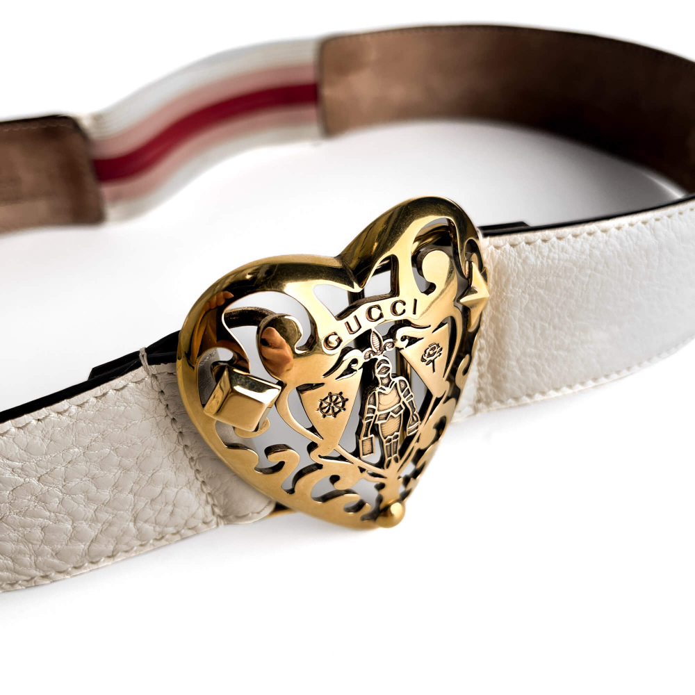 Gucci Hysteria Leather Wide Belt 80/32 White