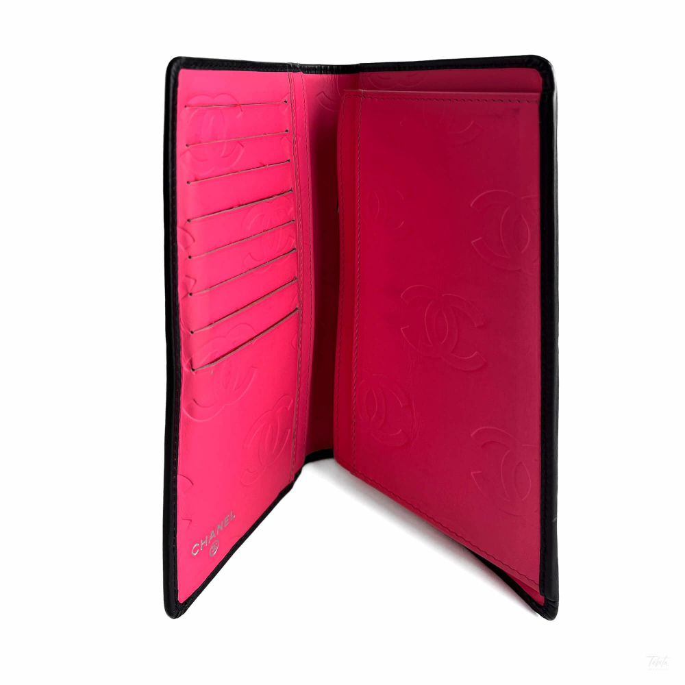 Chanel 31 Rue Cambon Lambskin Leather Matelassè Vertical Long Wallet Black