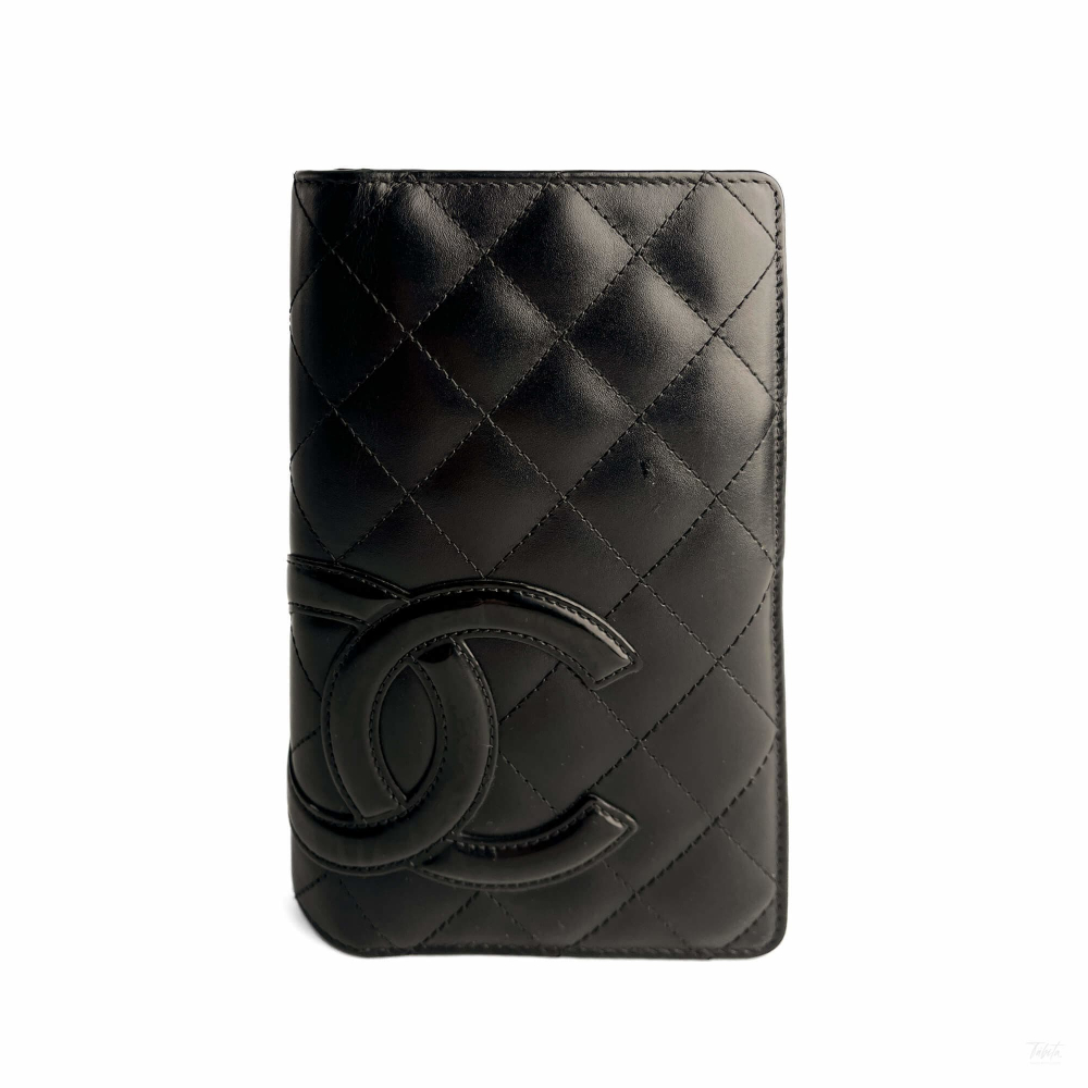 Chanel 31 Rue Cambon Lambskin Leather Matelassè Vertical Long Wallet Black