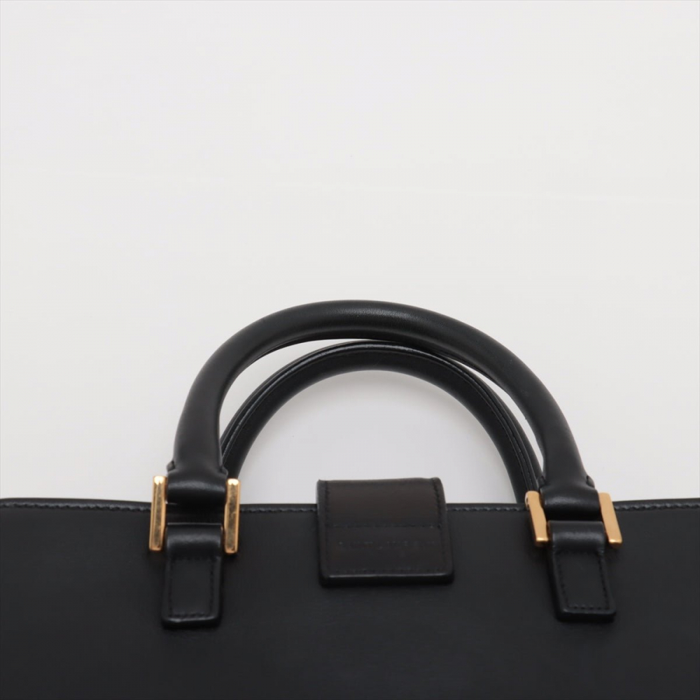 Saint Laurent Cabas Baby Leather 2-Ways Top-handle Handbag Black