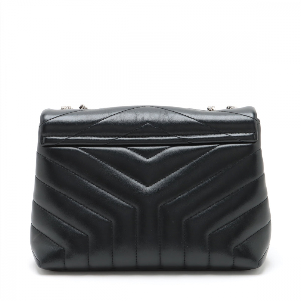 Saint Laurent Loulou Small Chevron Quited Leather 2-Ways Envelope Bag Black