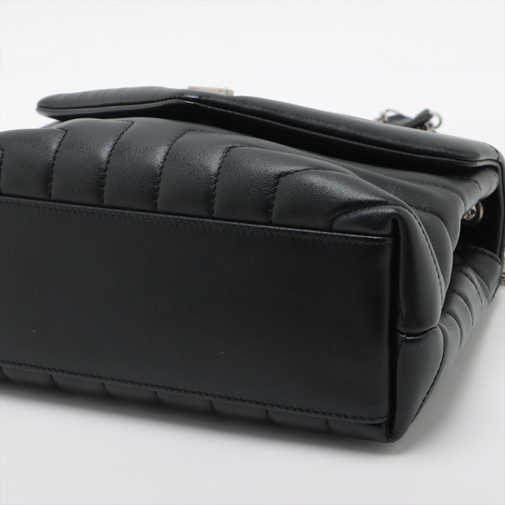 Saint Laurent Loulou Small Chevron Quited Leather 2-Ways Envelope Bag Black