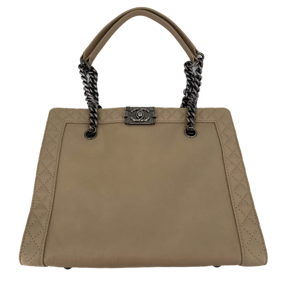 Chanel Boy Reverso Quilted Tote Bag Beige