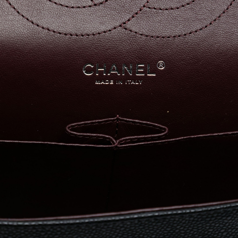 Chanel Classic Double Flap Jumbo Matelassè Caviar Leather Flap Handbag Black