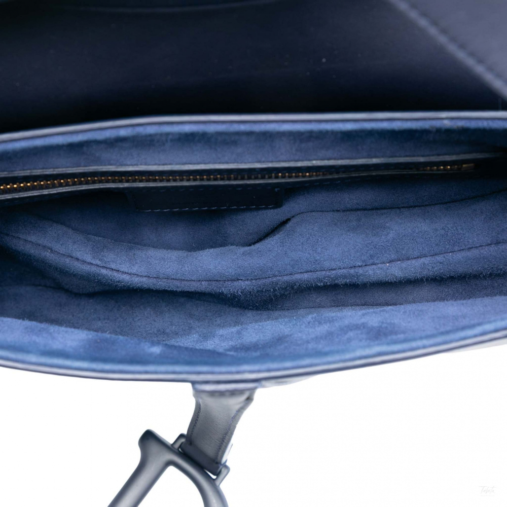 Christian Dior Saddle Ultra Matte Calfskin Leather No Strap Handbag Blue