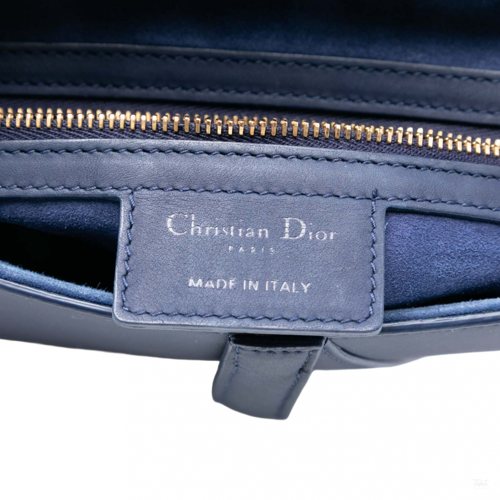 Christian Dior Saddle Ultra Matte Calfskin Leather No Strap Handbag Blue