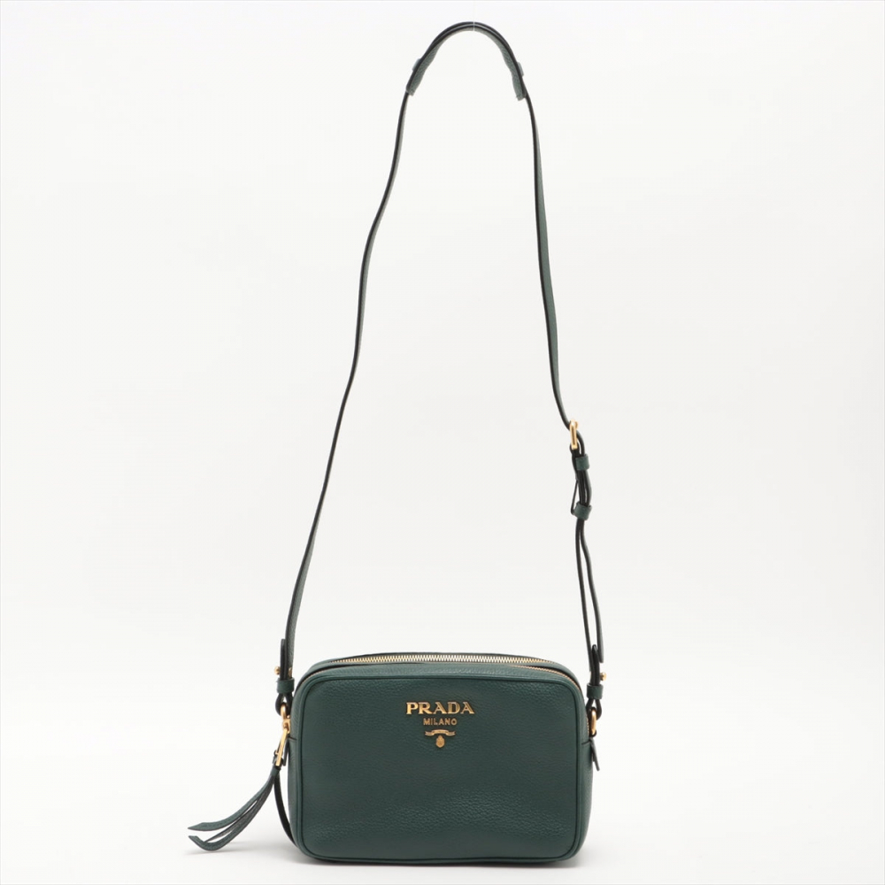 Prada Camera Shoulder Bag Daino Leather Green