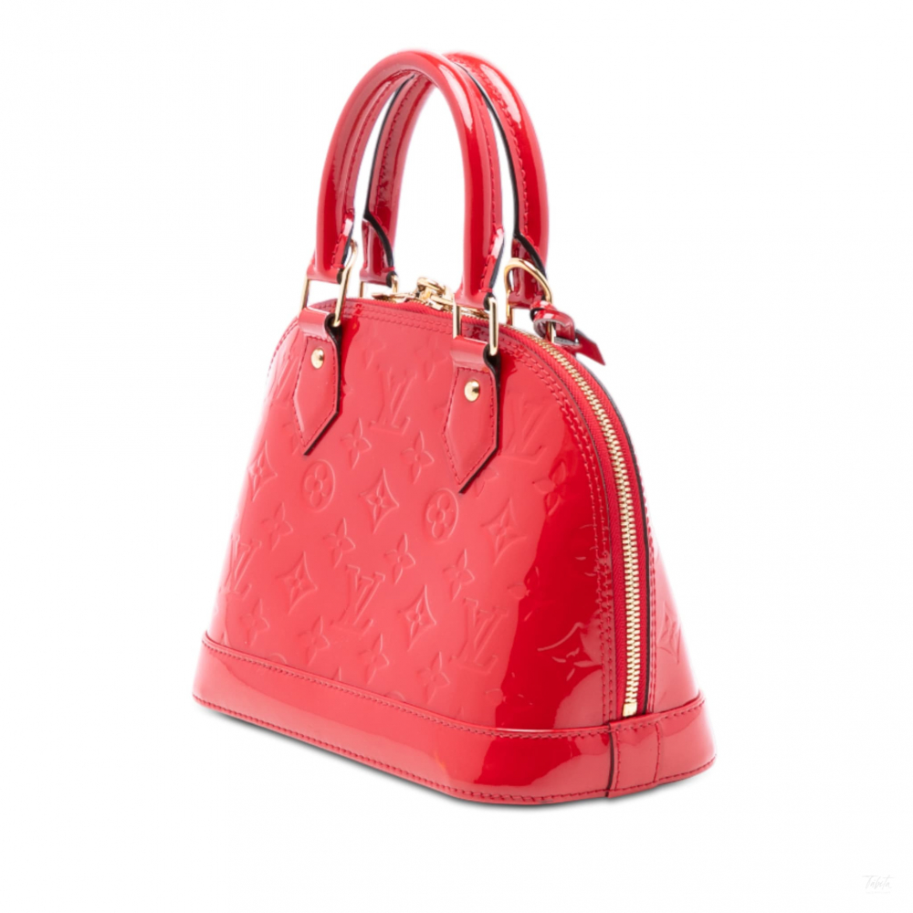 Louis Vuitton Alma BB Monogram Vernis Leather 2-Ways Top-handle Handbag Red