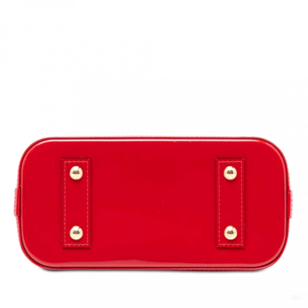 Louis Vuitton Alma BB Monogram Vernis Leather 2-Ways Top-handle Handbag Red