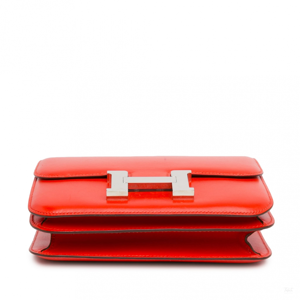 Hermès Constance 18 Tadelakt Leather Shoulder Bag Rouge Tomate