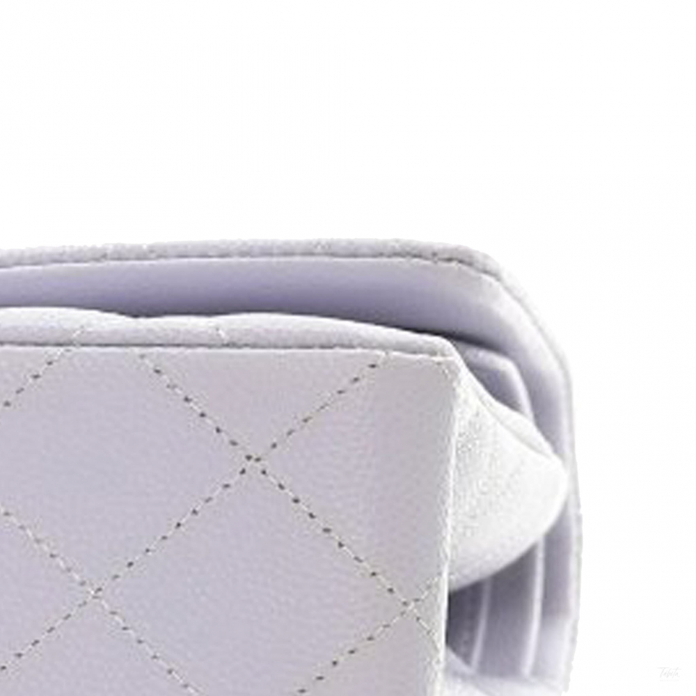 Chanel Classic Double Flap Small Caviar Leather Matelassè Shoulder Bag Purple