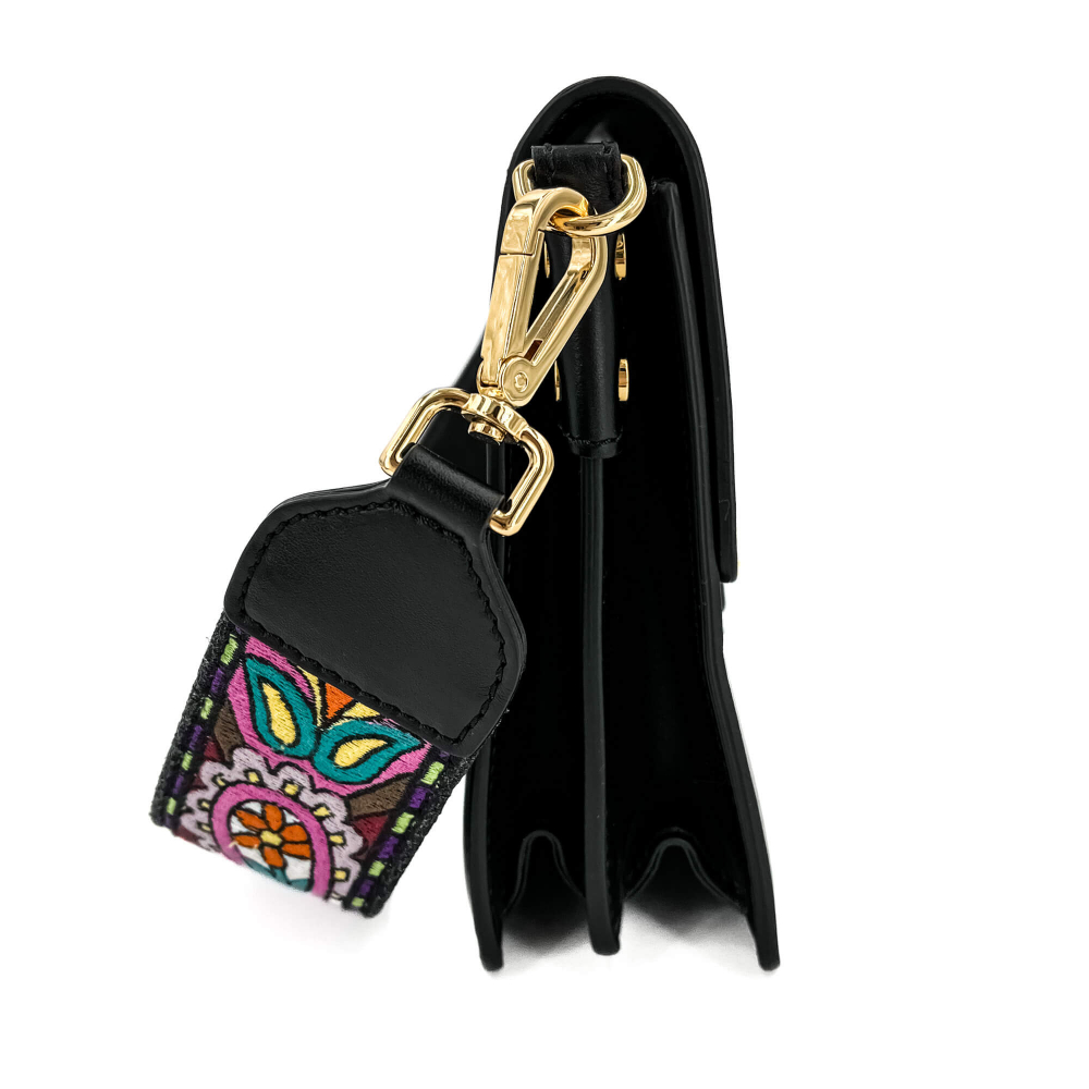 Etro Rainbow Leather Flap Shoulder Bag Black