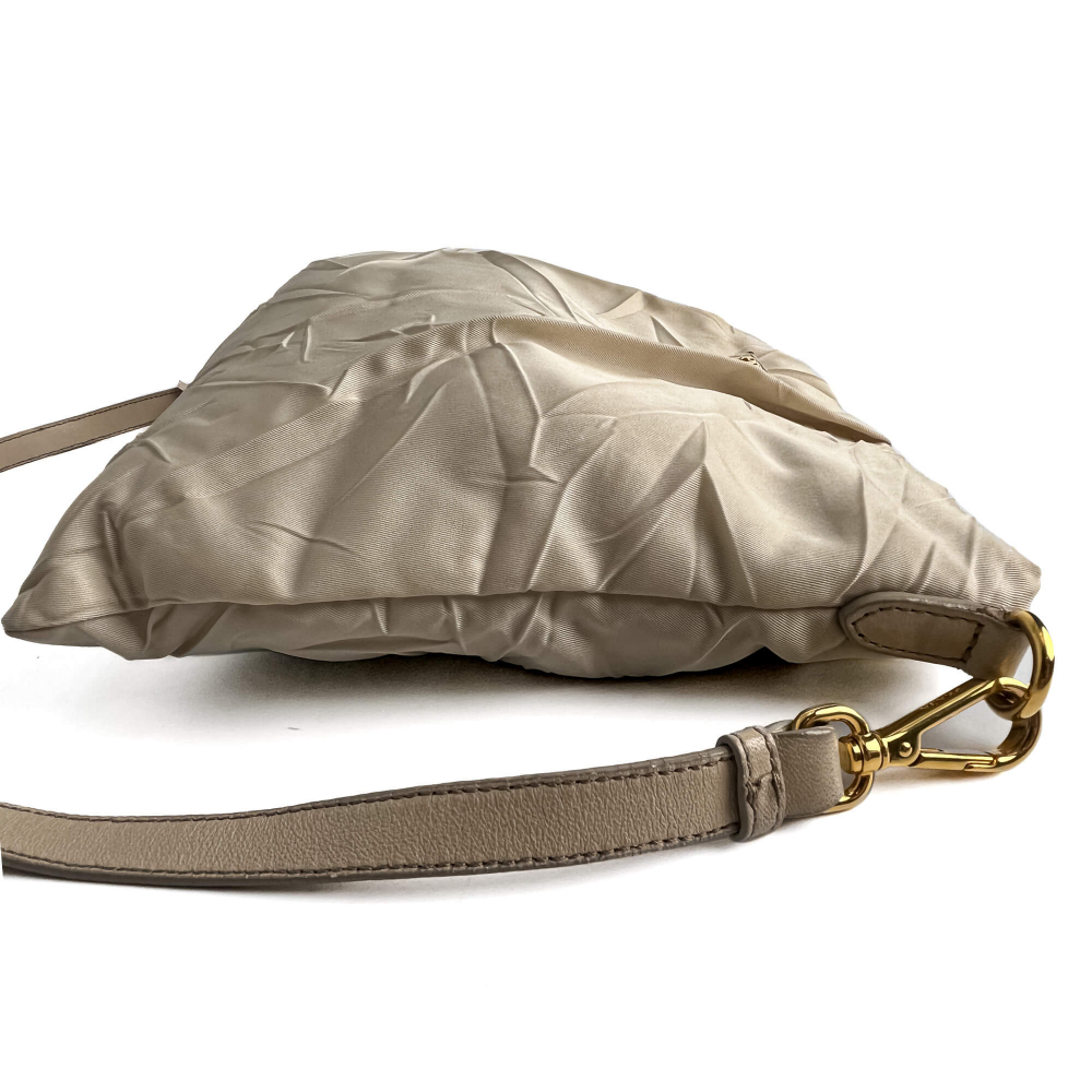 Prada Re-Edition Econyl Nylon Satchel Crossbody Desert Beige