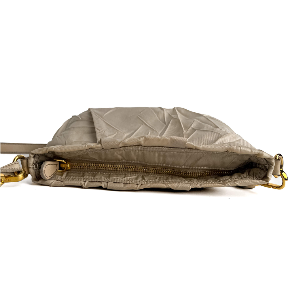 Prada Re-Edition Econyl Nylon Satchel Crossbody Desert Beige