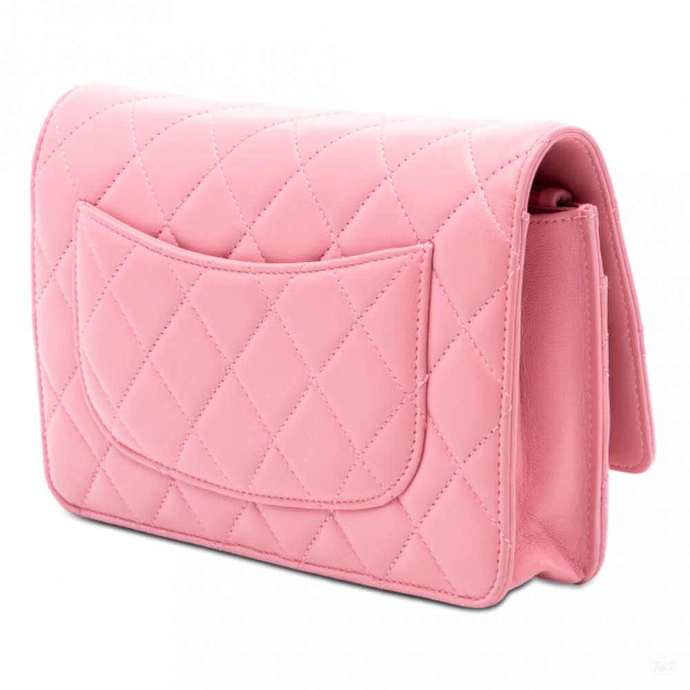 Chanel WOC Lambskin Leather Quilted Flap Crossbody Pink