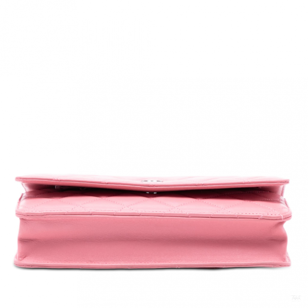 Chanel WOC Lambskin Leather Quilted Flap Crossbody Pink