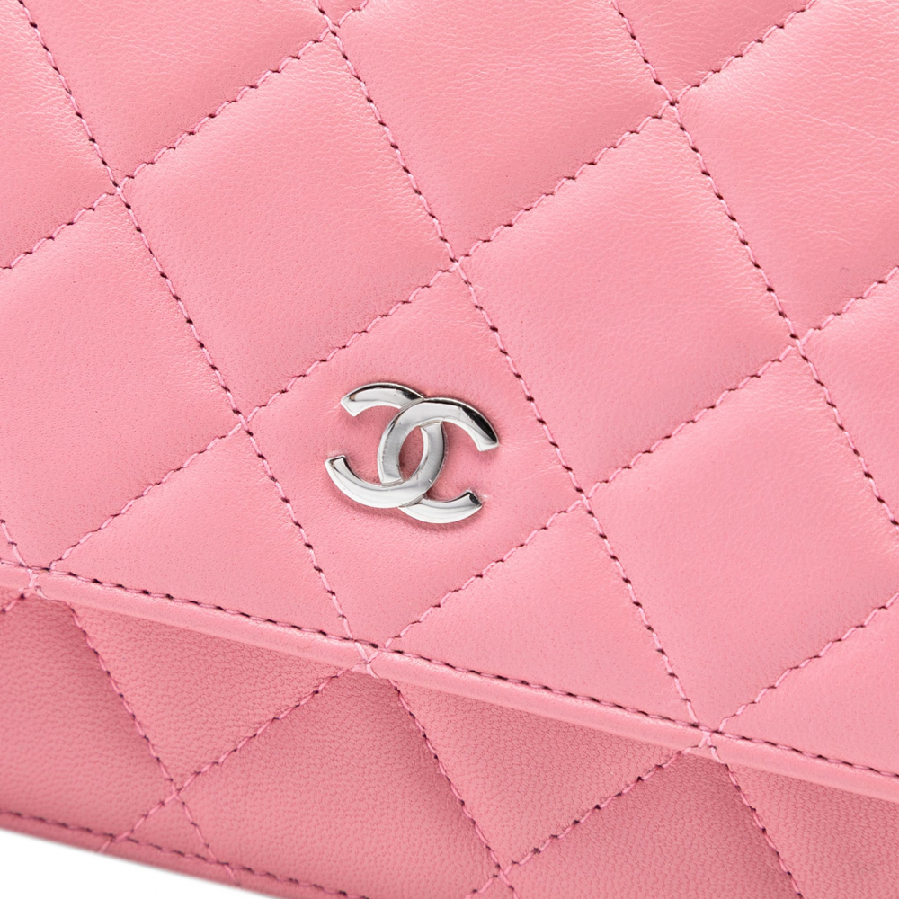 Chanel WOC Lambskin Leather Quilted Flap Crossbody Pink