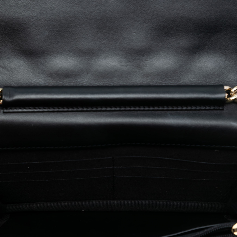 Chanel Boy Caviar Leather Quilted Wallet on Chain Crossbody Black