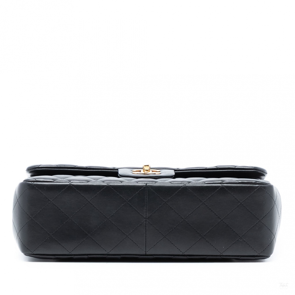 Chanel Classic Double Flap Jumbo Lambskin Leather Matelassè Handbag Black