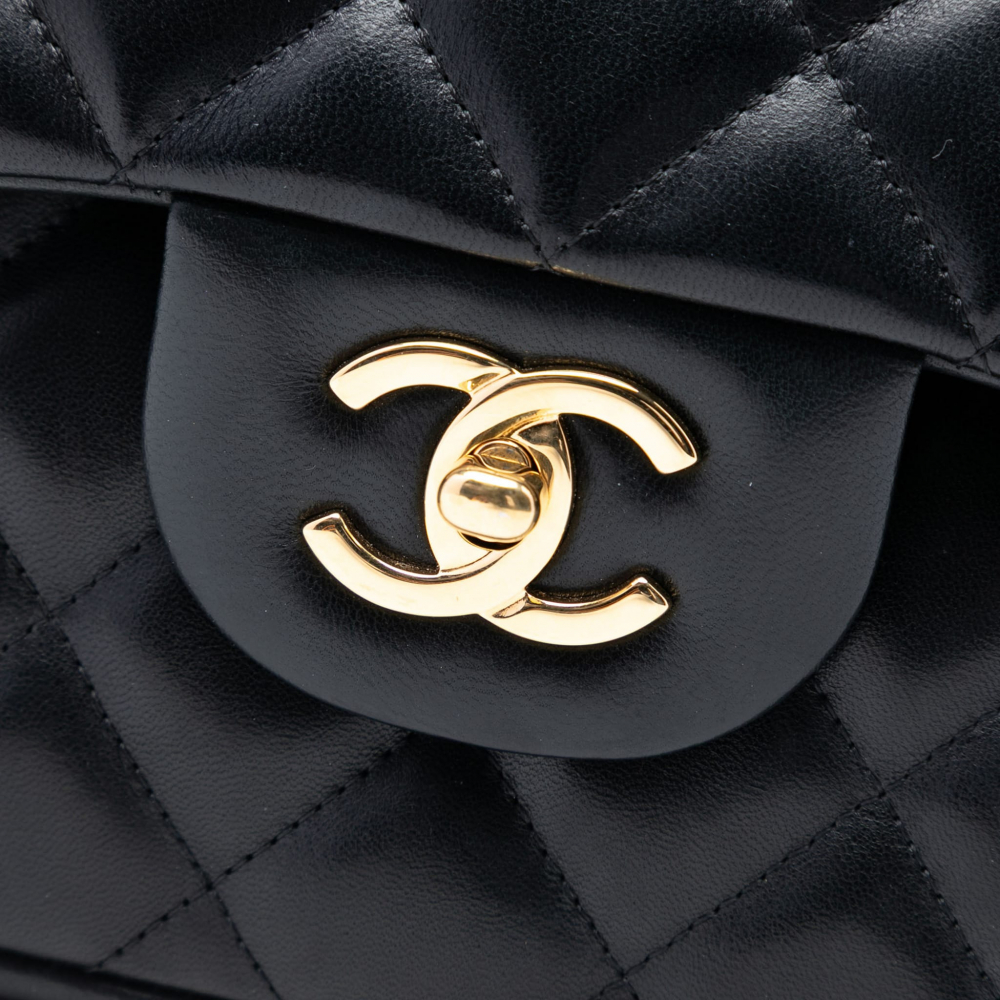 Chanel Classic Double Flap Jumbo Lambskin Leather Matelassè Handbag Black