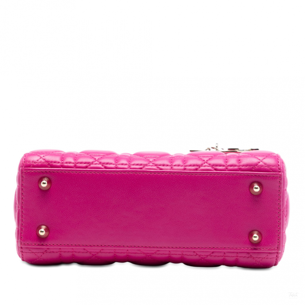 Christian Dior Lady Dior Small Lambskin Leather My ABCDior Cannage Tote Handbag Pink