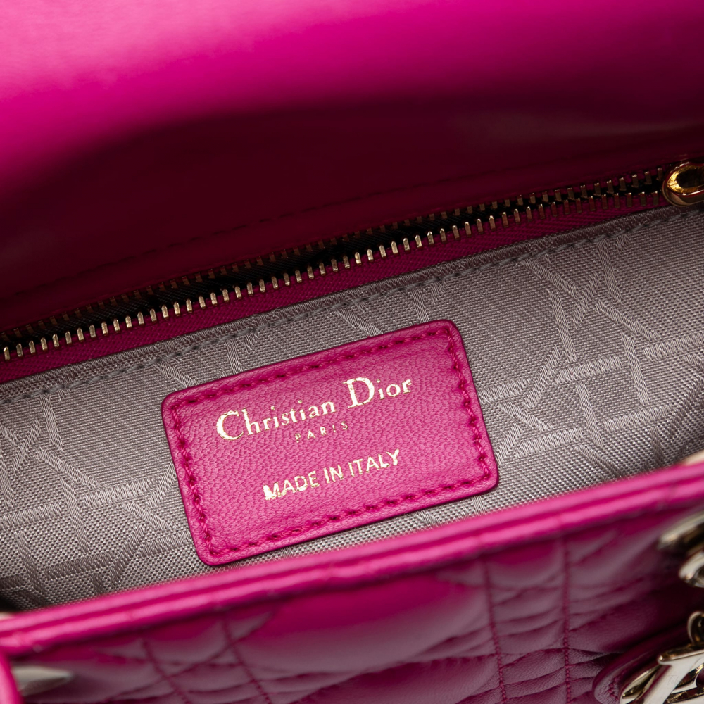 Christian Dior Lady Dior Small Lambskin Leather My ABCDior Cannage Tote Handbag Pink