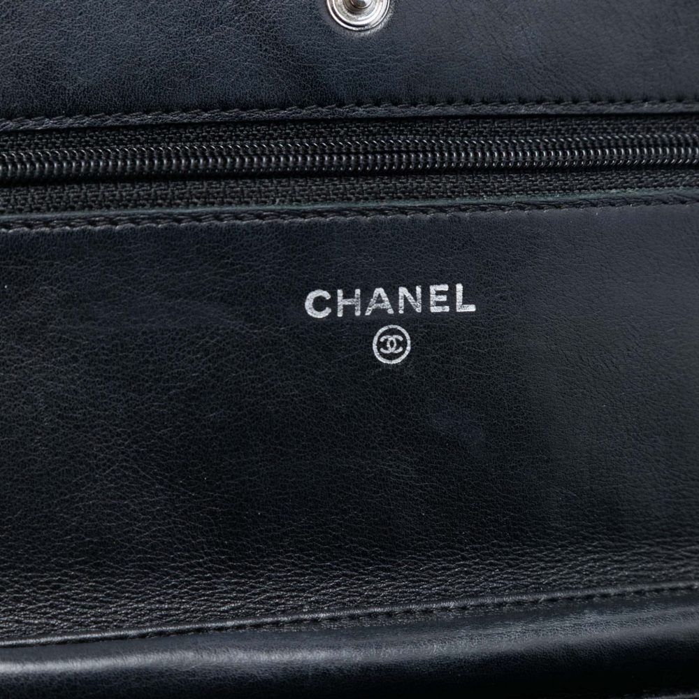 Chanel WOC Patent Leather Quilted Flap Crossbody Black