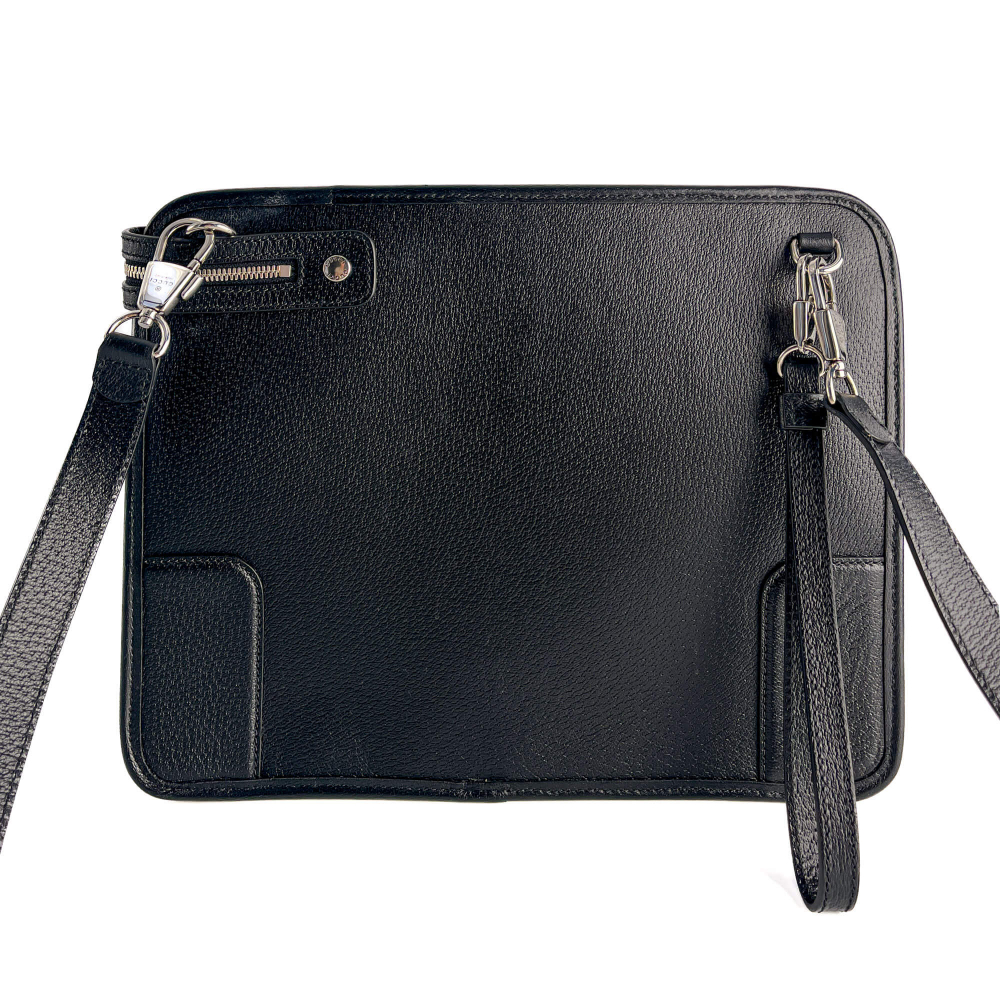 Gucci Interlocking Leather Messenger Crossbody Black