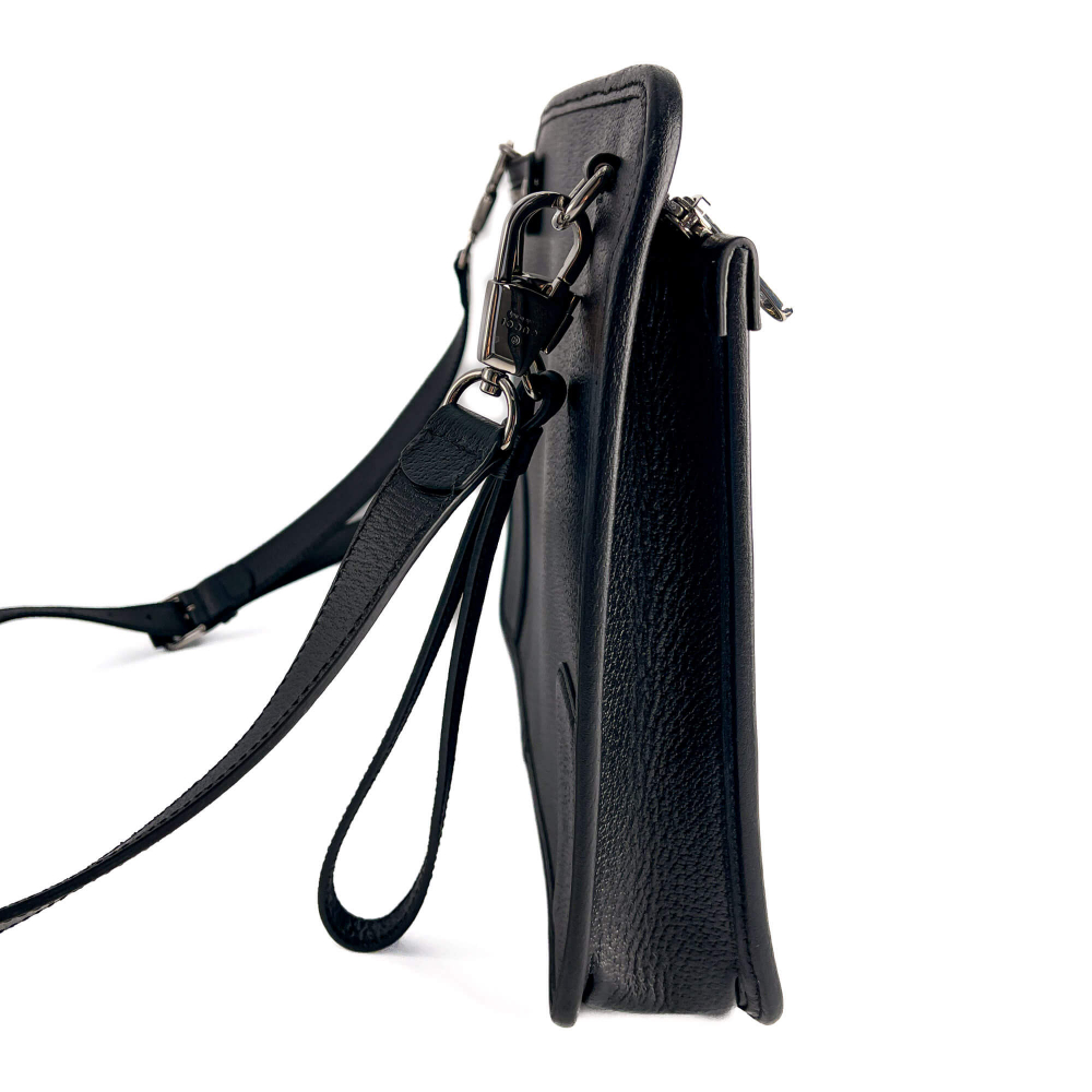 Gucci Interlocking Leather Messenger Crossbody Black