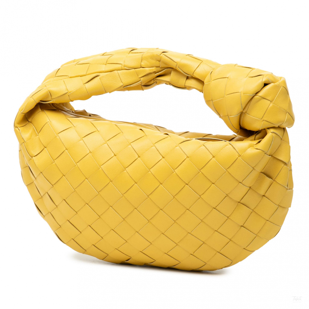 Bottega Veneta Jodie Mini Intrecciato Leather Hobo Handbag Yellow