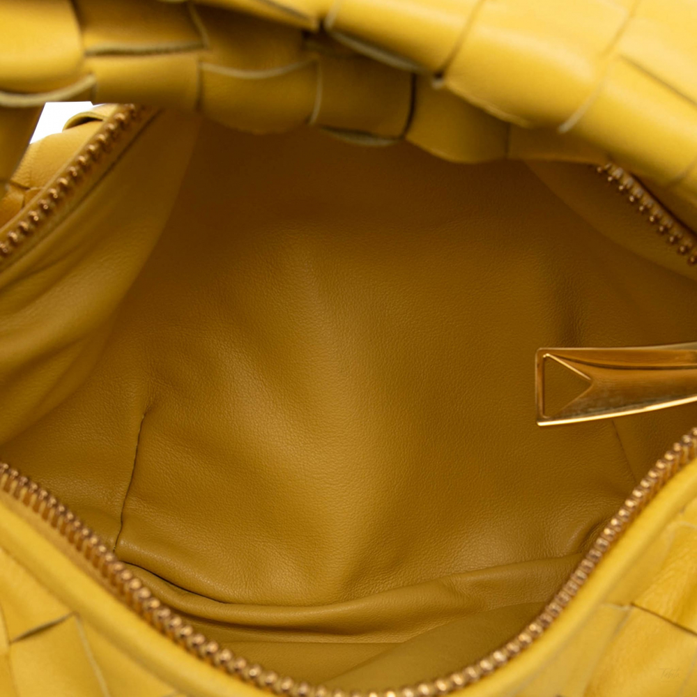 Bottega Veneta Jodie Mini Intrecciato Leather Hobo Handbag Yellow