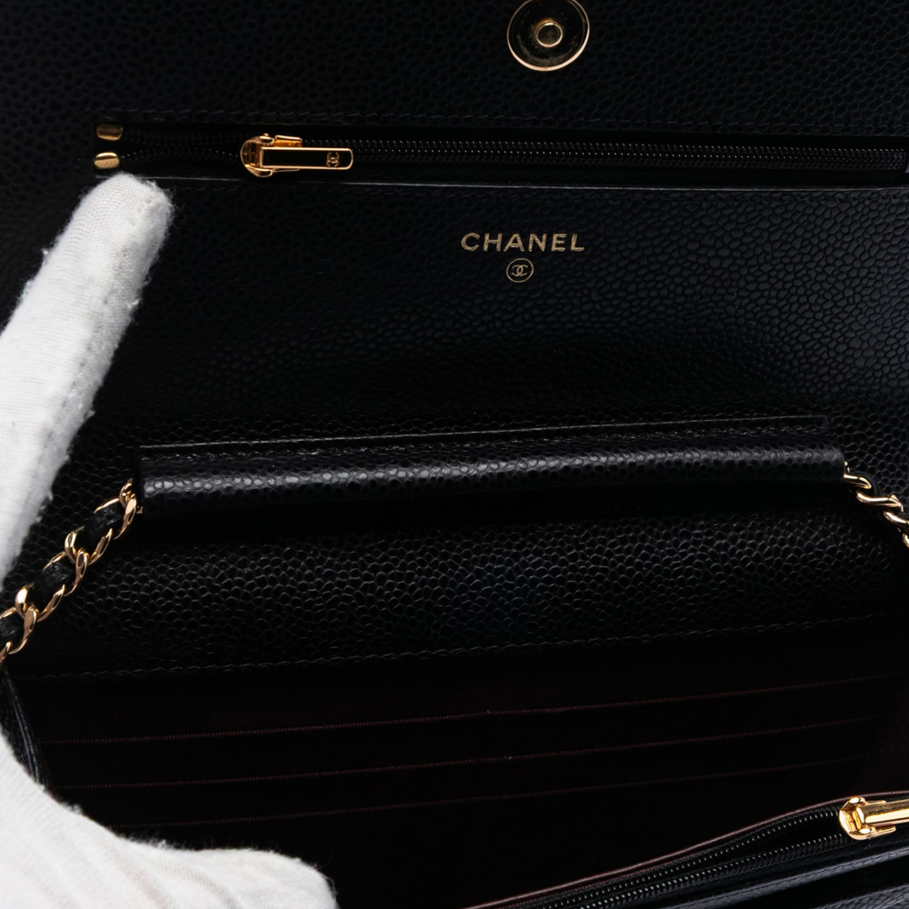 Chanel WOC Caviar Leather Quilted Flap Crossbody Black