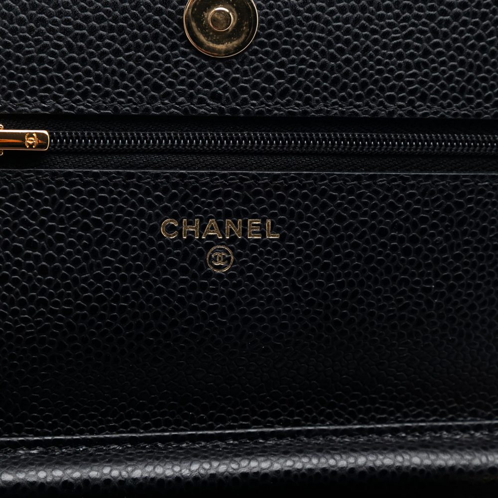 Chanel WOC Caviar Leather Quilted Flap Crossbody Black